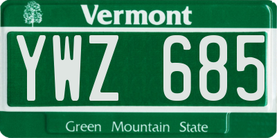 VT license plate YWZ685