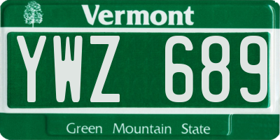 VT license plate YWZ689