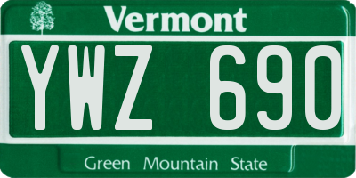 VT license plate YWZ690