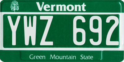 VT license plate YWZ692