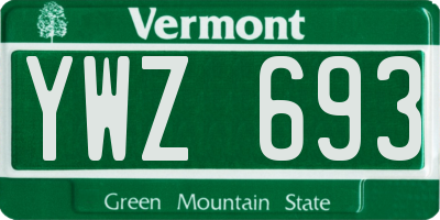 VT license plate YWZ693