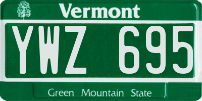 VT license plate YWZ695