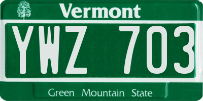 VT license plate YWZ703