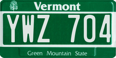 VT license plate YWZ704