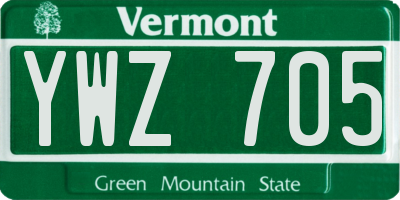 VT license plate YWZ705
