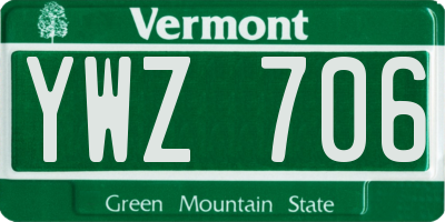 VT license plate YWZ706