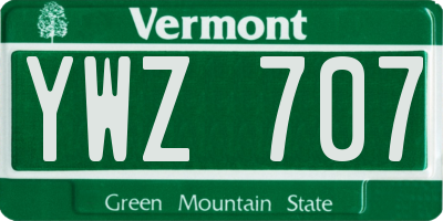 VT license plate YWZ707