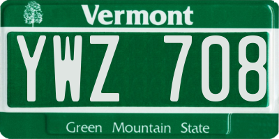 VT license plate YWZ708
