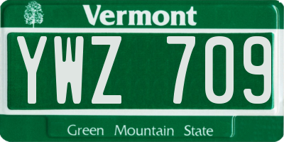 VT license plate YWZ709