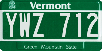 VT license plate YWZ712