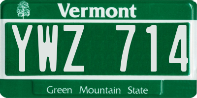 VT license plate YWZ714