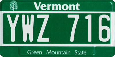 VT license plate YWZ716