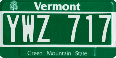 VT license plate YWZ717
