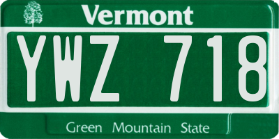 VT license plate YWZ718