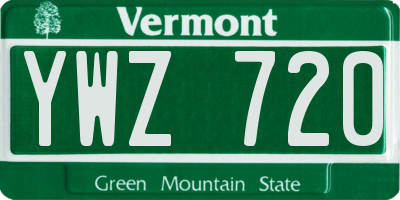 VT license plate YWZ720