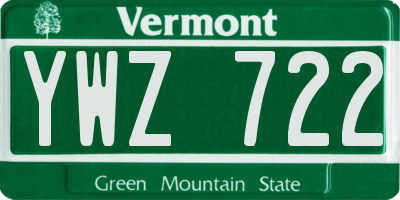 VT license plate YWZ722