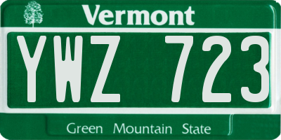 VT license plate YWZ723