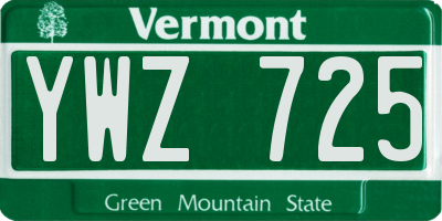 VT license plate YWZ725