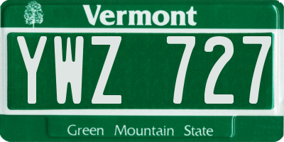 VT license plate YWZ727