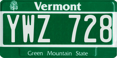 VT license plate YWZ728