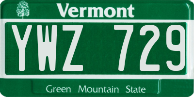 VT license plate YWZ729