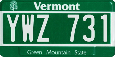 VT license plate YWZ731