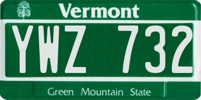 VT license plate YWZ732