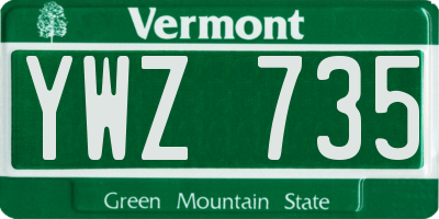 VT license plate YWZ735