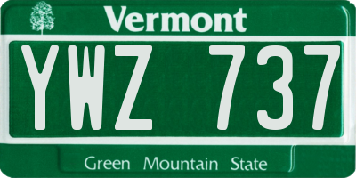VT license plate YWZ737