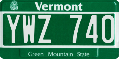 VT license plate YWZ740