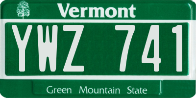 VT license plate YWZ741