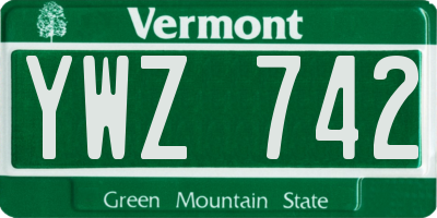 VT license plate YWZ742