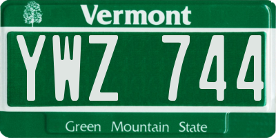 VT license plate YWZ744
