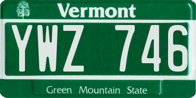 VT license plate YWZ746