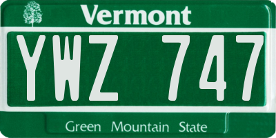 VT license plate YWZ747