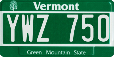 VT license plate YWZ750