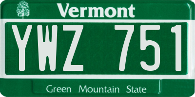 VT license plate YWZ751