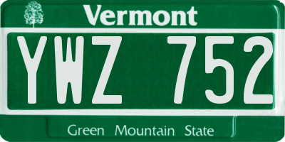 VT license plate YWZ752