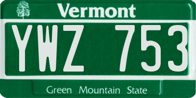 VT license plate YWZ753