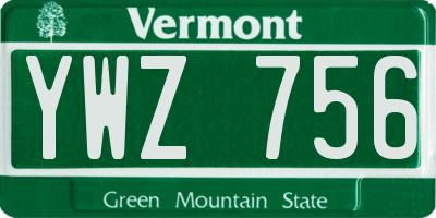 VT license plate YWZ756