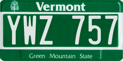 VT license plate YWZ757