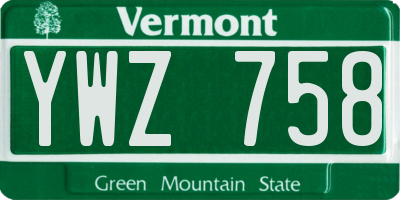 VT license plate YWZ758