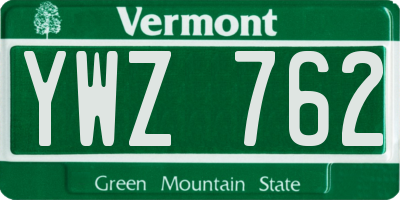 VT license plate YWZ762