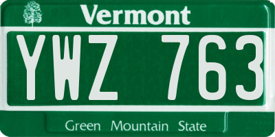 VT license plate YWZ763