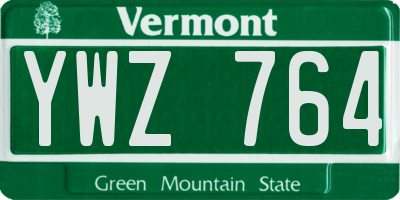 VT license plate YWZ764