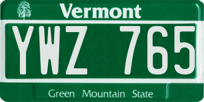 VT license plate YWZ765