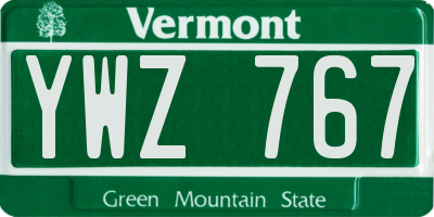 VT license plate YWZ767