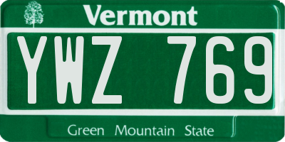 VT license plate YWZ769