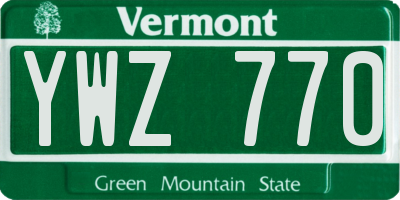 VT license plate YWZ770
