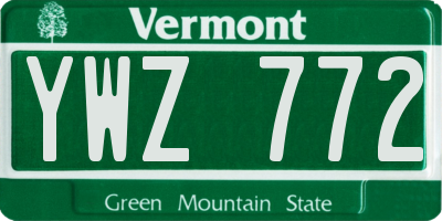 VT license plate YWZ772